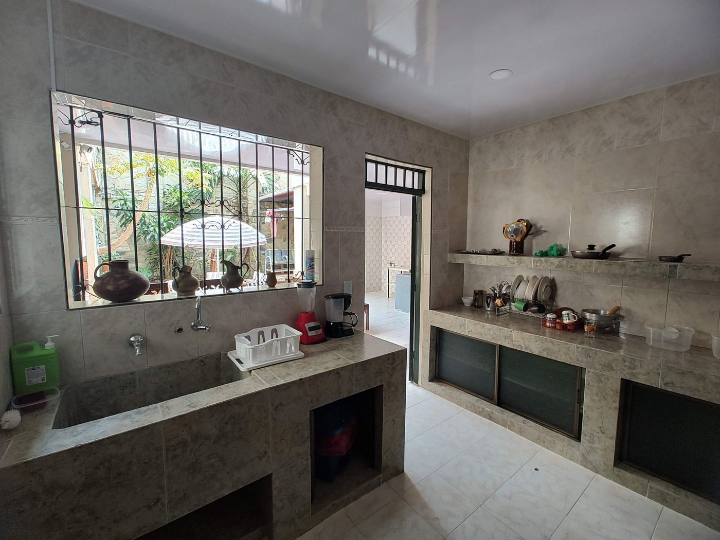 Kitchen overlooking the patio